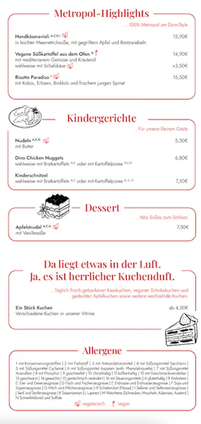 menu 2 of Metropol am Dom - Café & Restaurant