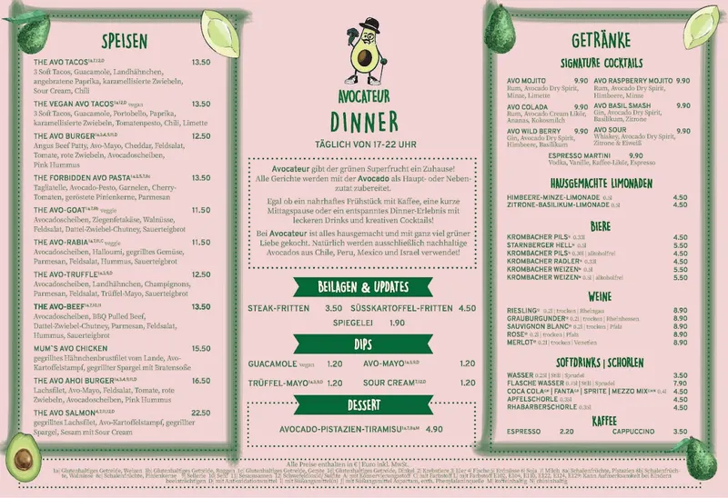 menu 0 of AVOCATEUR Brunch | Lunch | Dinner | Bar