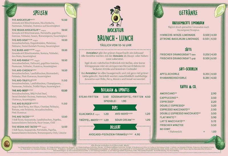 menu 1 of AVOCATEUR Brunch | Lunch | Dinner | Bar