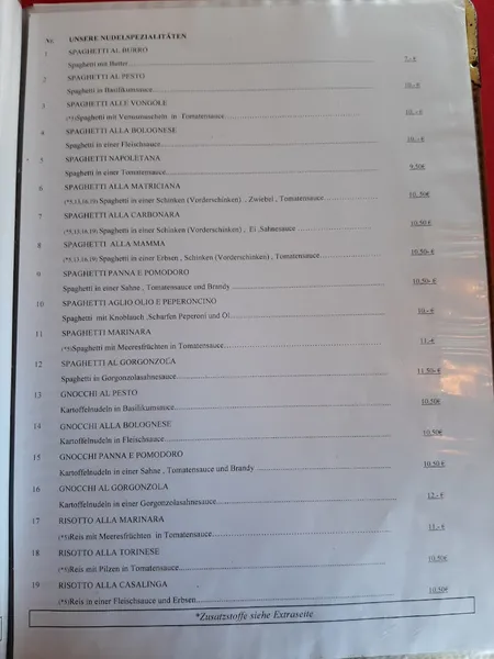 menu 1 of Bella Italia