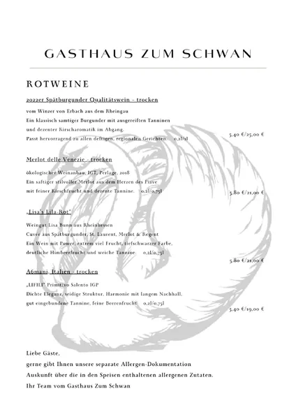 menu 1 of Gasthaus Zum Schwan