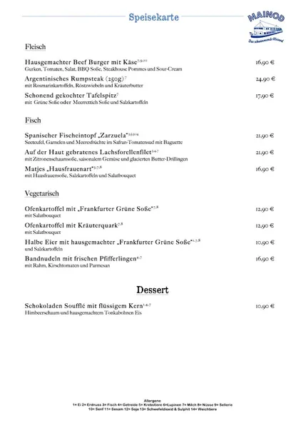 menu 0 of Mainod - Café Restaurant Hotel - das schwimmende Kleinod