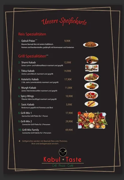 menu 0 of Kabul Taste