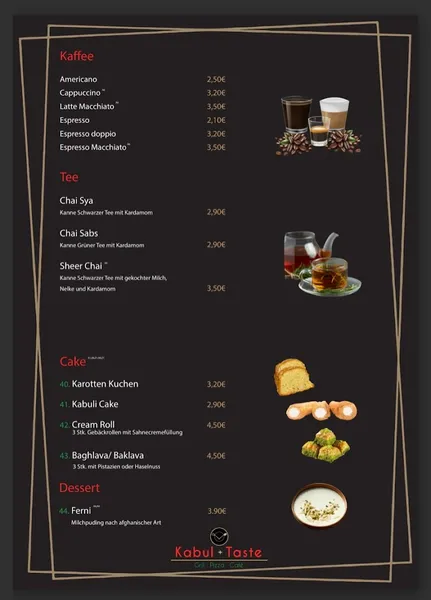 menu 1 of Kabul Taste