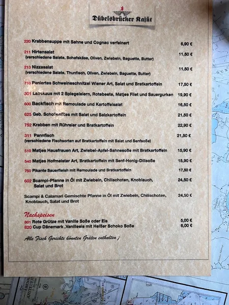 menu 0 of Dübelsbrücker Kajüt