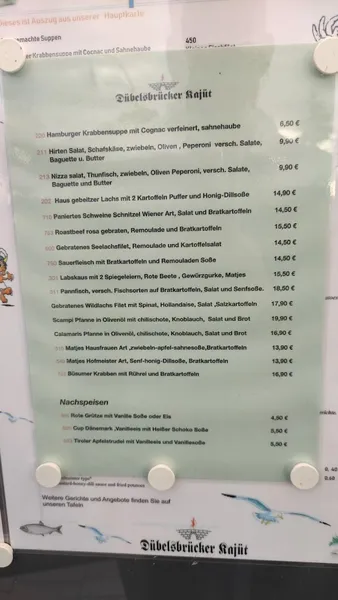 menu 1 of Dübelsbrücker Kajüt