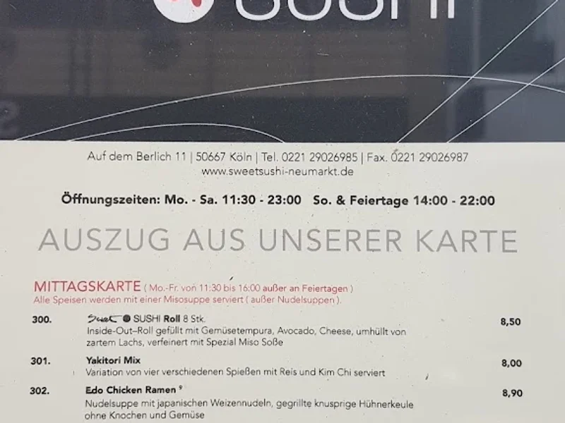 menu 0 of Sweet Sushi