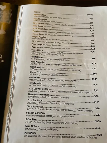 menu 1 of Restaurant Caspari