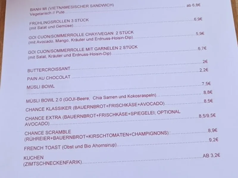 menu 1 of Cafe Chance