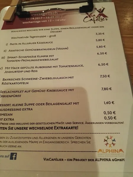 menu 1 of ViaCafélier