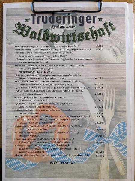 menu 0 of Truderinger Waldwirtschaft