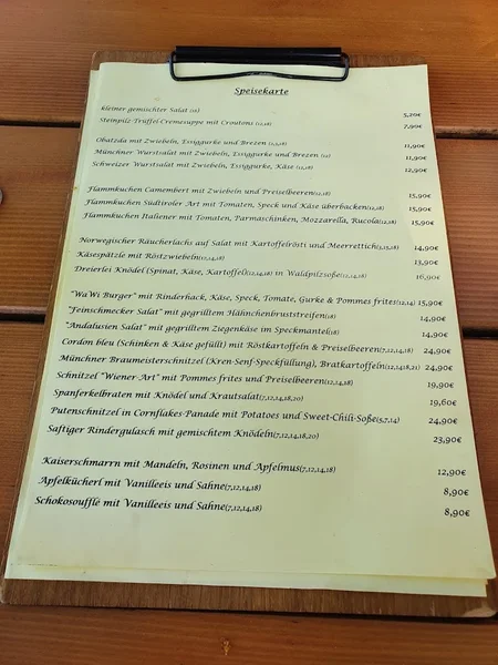 menu 1 of Truderinger Waldwirtschaft