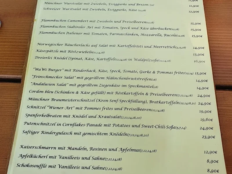 menu 1 of Truderinger Waldwirtschaft