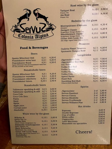 menu 0 of Servus Colonia Alpina