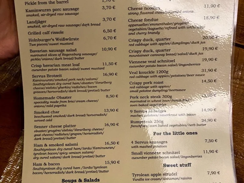 menu 1 of Servus Colonia Alpina