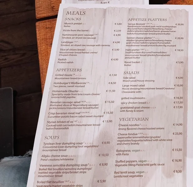 menu 2 of Servus Colonia Alpina