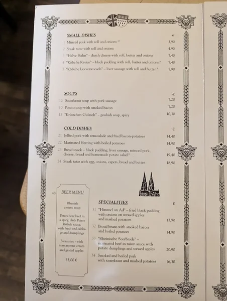 menu 0 of Peters Brauhaus