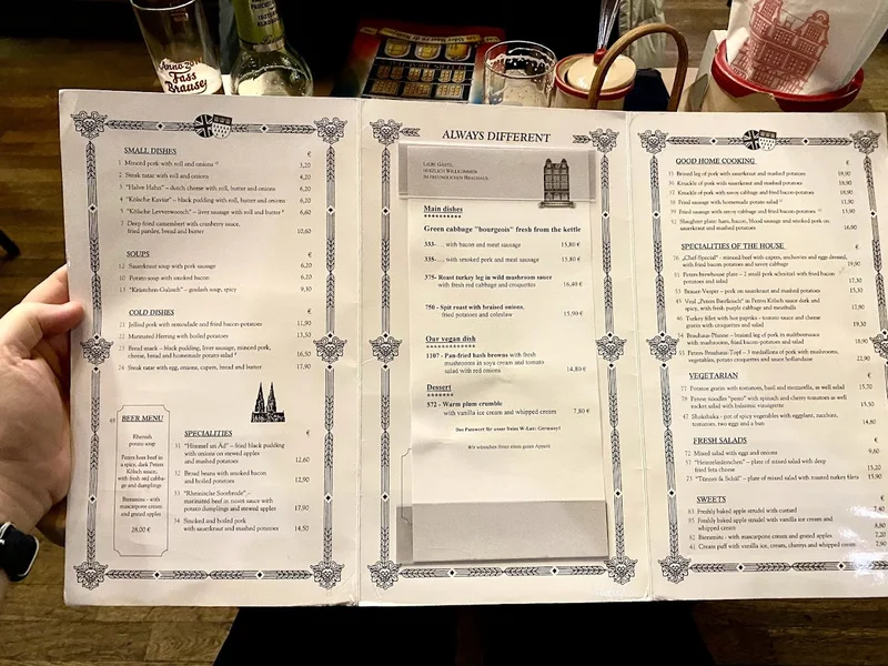 menu 1 of Peters Brauhaus