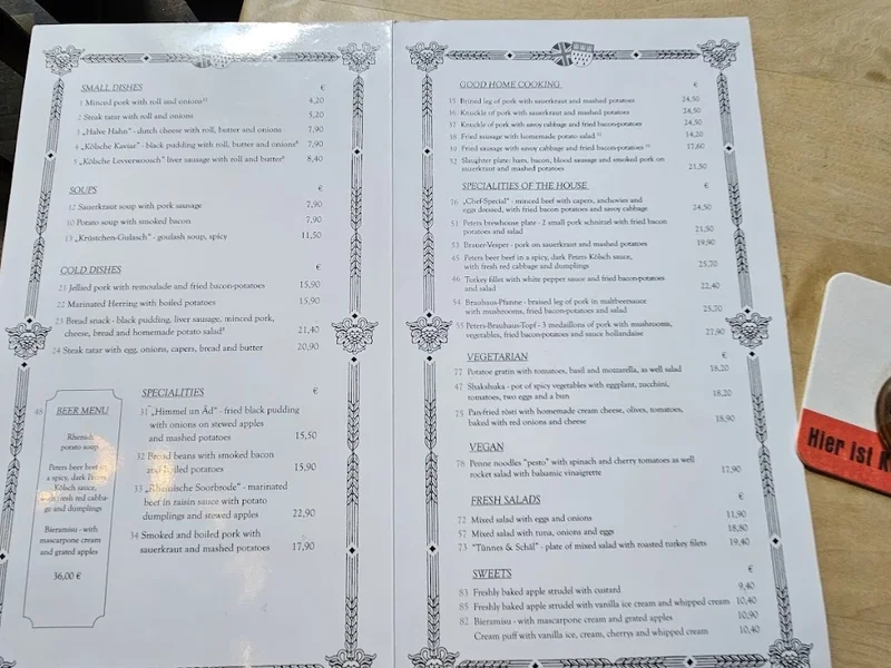 menu 2 of Peters Brauhaus