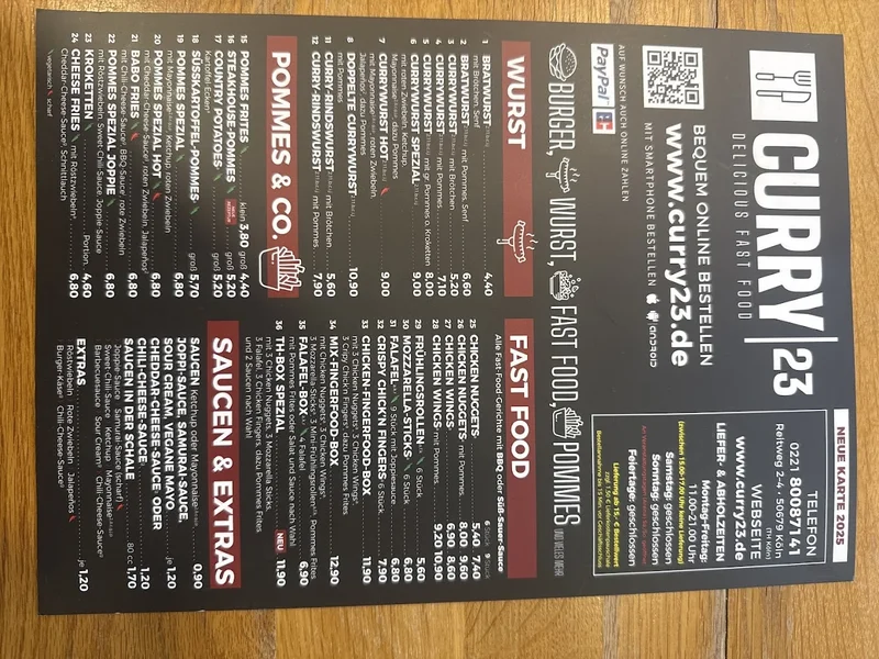 menu 0 of Curry 23 Köln