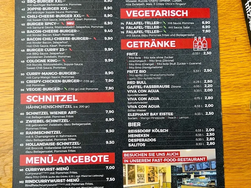 menu 2 of Curry 23 Köln