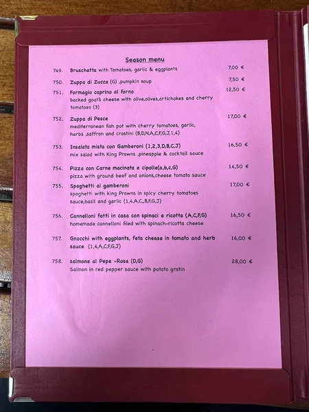 menu 2 of Parmigiano