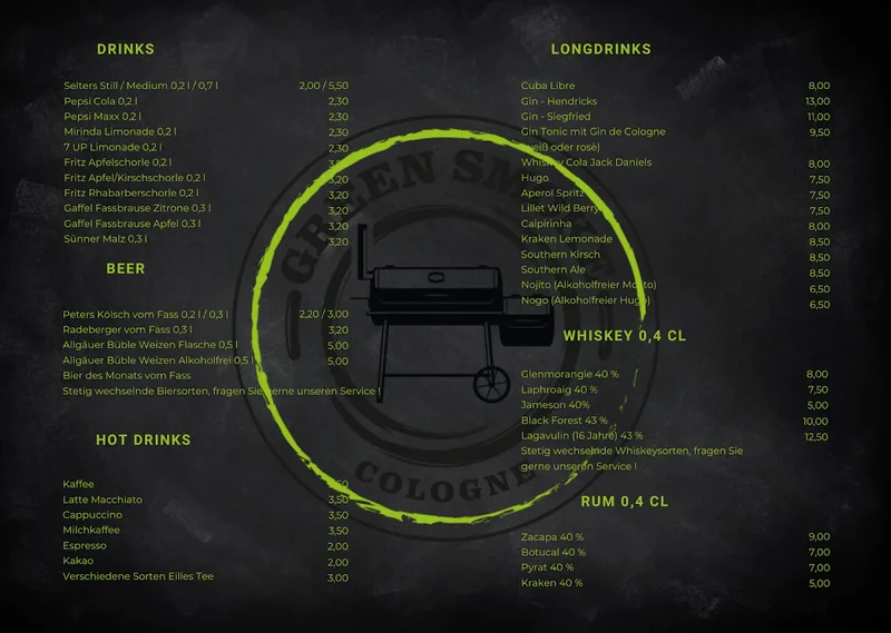 menu 2 of Green Smoke Cologne - BBQ Restaurant Köln