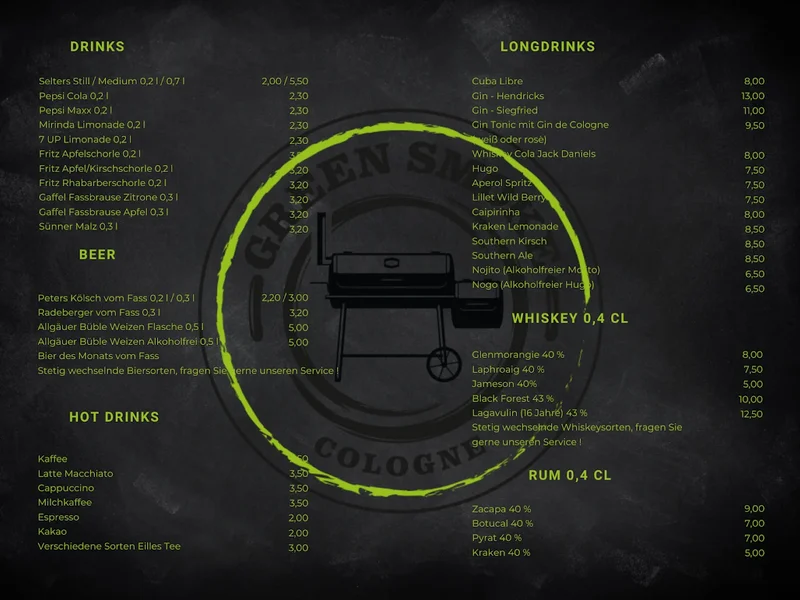 menu 2 of Green Smoke Cologne - BBQ Restaurant Köln