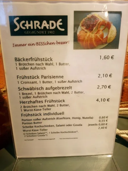 menu 0 of Bäckerei Konditorei Schrade GmbH & Co. KG