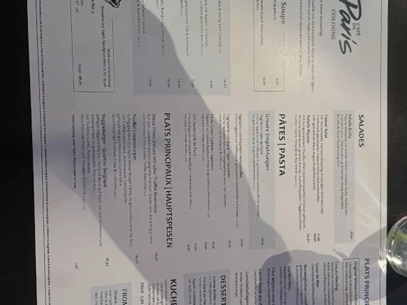 menu 0 of Café de Paris Cologne