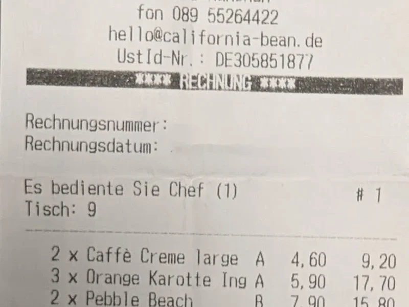 menu 2 of California Bean