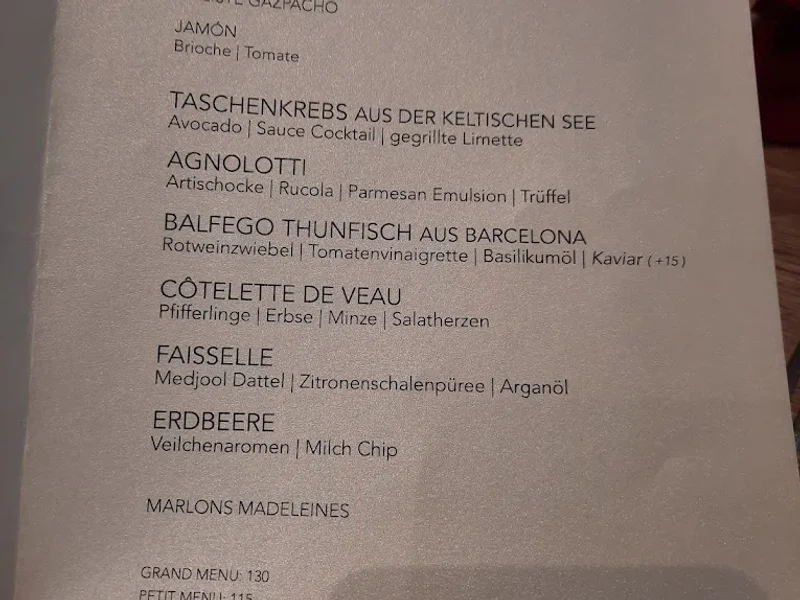 menu 1 of La Cuisine Rademacher