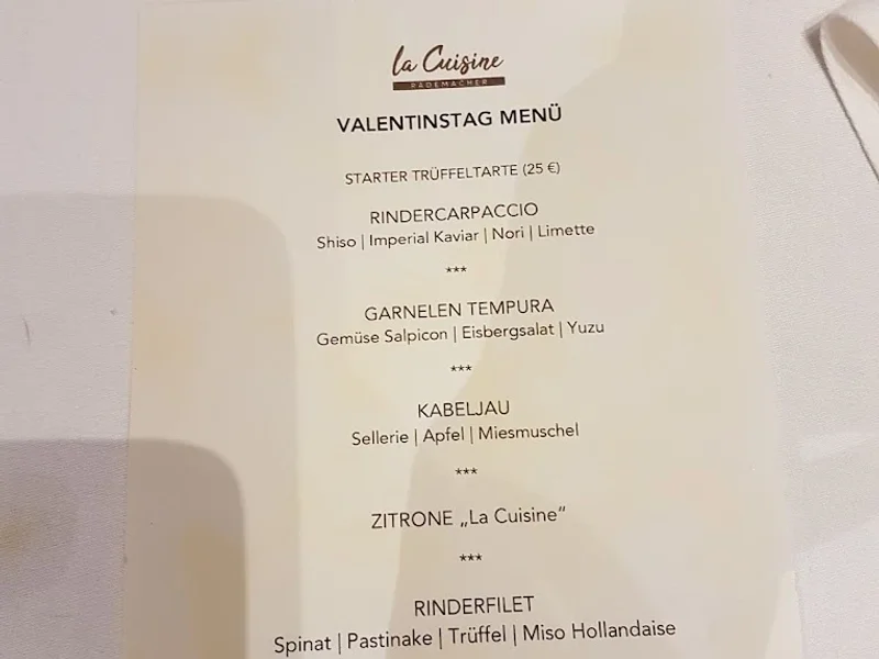 menu 2 of La Cuisine Rademacher