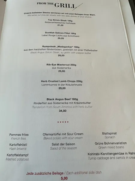 menu 1 of THE MADISON Restaurant