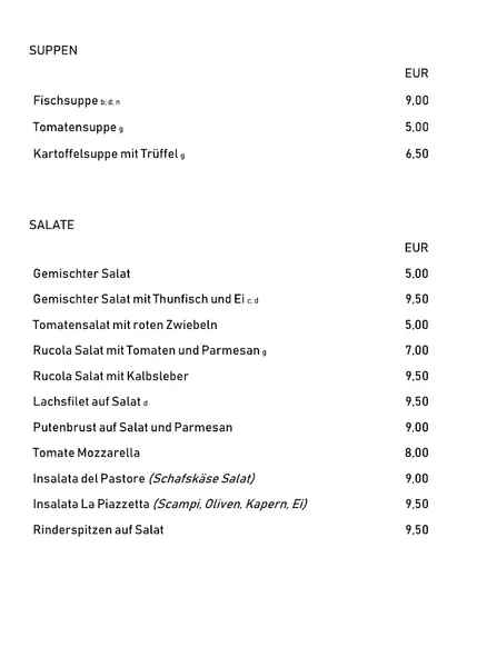 menu 2 of La Piazzetta