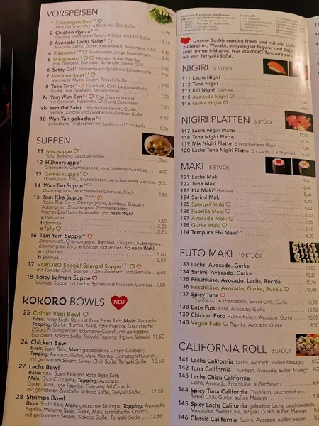 menu 0 of Kokoro Asia & Sushi Restaurant