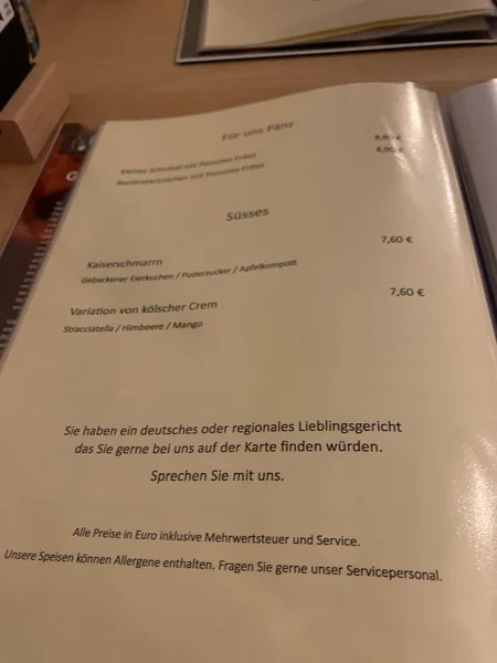 menu 1 of Porzer Wirtshaus