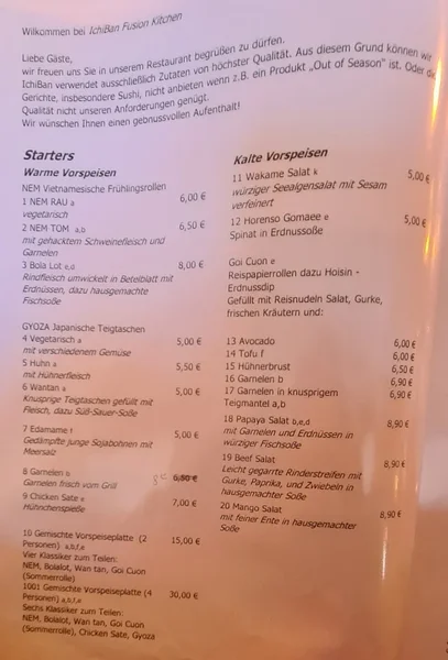 menu 1 of Ichiban Restaurant