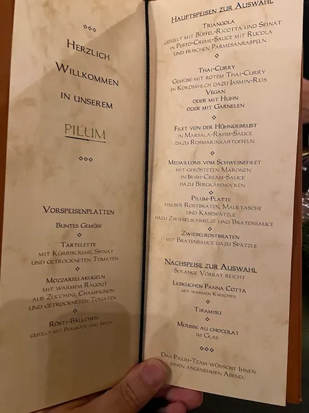 menu 1 of PILUM