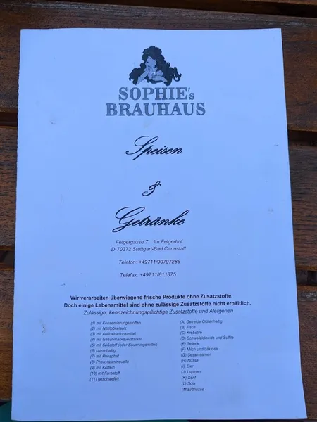 menu 2 of Sophie's Brauhaus Bad Cannstatt