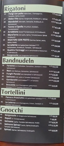 menu 2 of Pizzeria La Lanterna