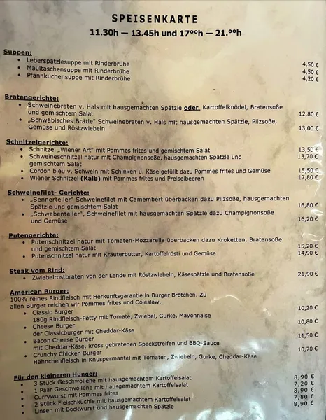 menu 1 of Restaurant Jägerhaus