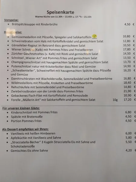 menu 2 of Restaurant Jägerhaus