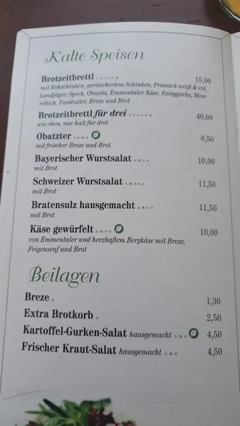 menu 1 of Parkgarten