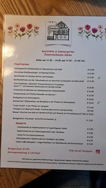 menu 2 of Zum Zehnthof
