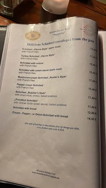 menu 0 of Frankfurter Hof Seppche