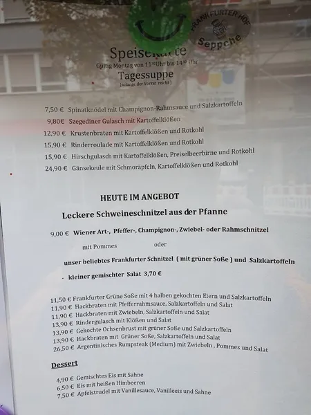 menu 1 of Frankfurter Hof Seppche