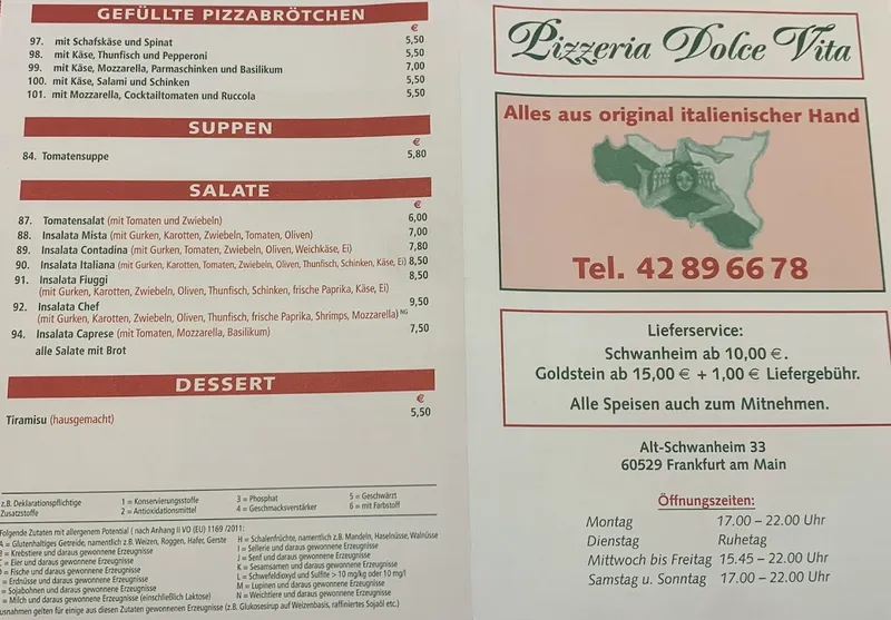 menu 1 of Pizzeria Dolce Vita