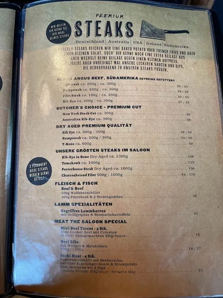 menu 2 of Garrison Steakhouse
