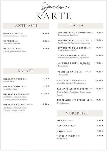 menu 0 of Dolce Vita